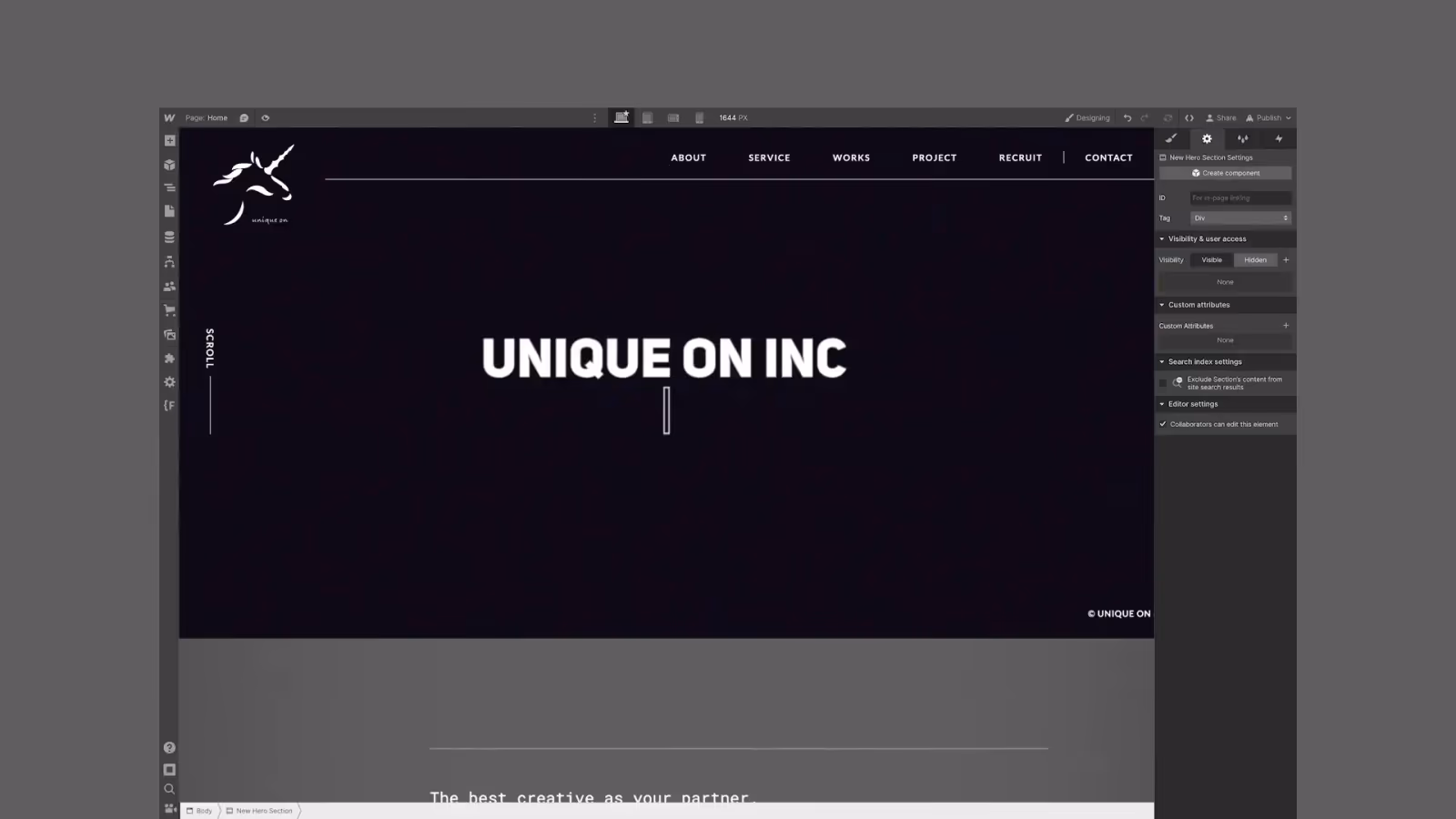 Unique On website